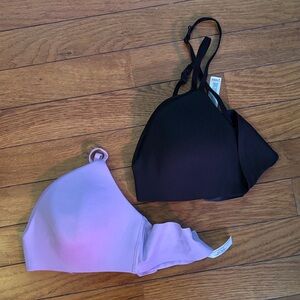 Women's Black and Purple bra Set